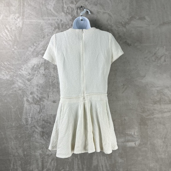 Maje Beaded Neck Drop‎ Waist Mini Dress White Women's Size 1 - Picture 2 of 7